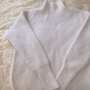 White turtle neck sweater dress
